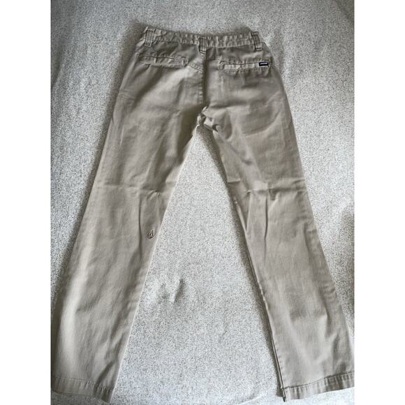 Volcom Pants Boys 24, True To This Chino Khaki Straight Embroidered Logo - Picture 6 of 6